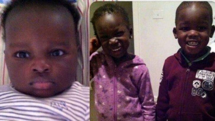 Bol, 1, left, Anger, 4, centre and her twin brother Madit, right, were killed when the car crashed into the lake.