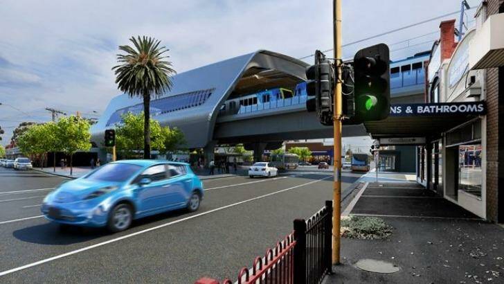 An artist's impression of how Murrumbeena station will look after skyrail is built.  Photo: Supplied