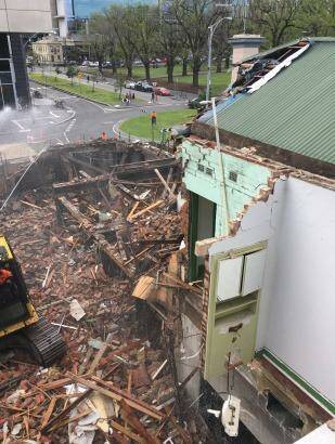 The Corkman Irish Pub in Carlton is demolished on Saturday.  Photo: Lyn George