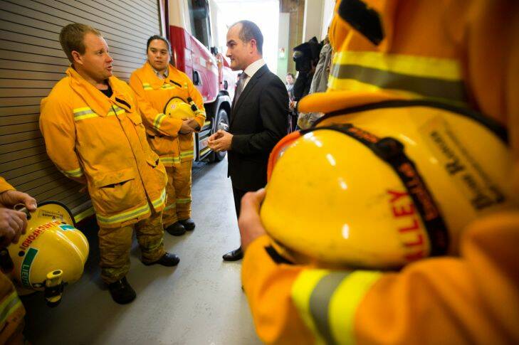The newly appointed Emergency Services Minister, James Merlino, at the CFA station in Cranbourne. 17th June 2016. Photo by Jason South