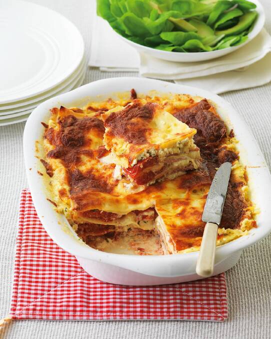 Super-simple ham and ricotta lasagne <a href=" http://www.goodfood.com.au/good-food/cook/recipe/supersimple-ham-and-ricotta-lasagne-20131031-2wl96.html"><b>(recipe here).</b></a>