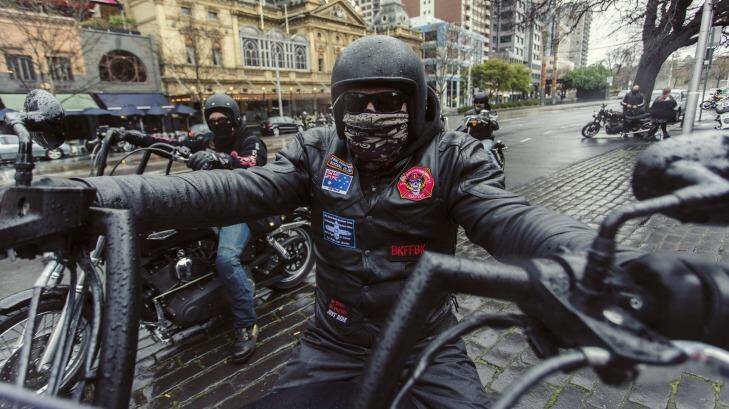 A motorcyclist at the Melbourne rally. Photo: Meredith O'Shea
