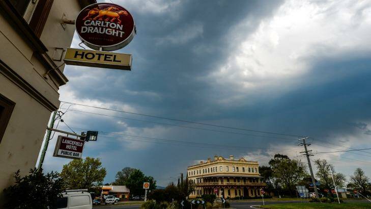 Storm clouds threaten over Lancefield on Friday. Photo: Justin McManus