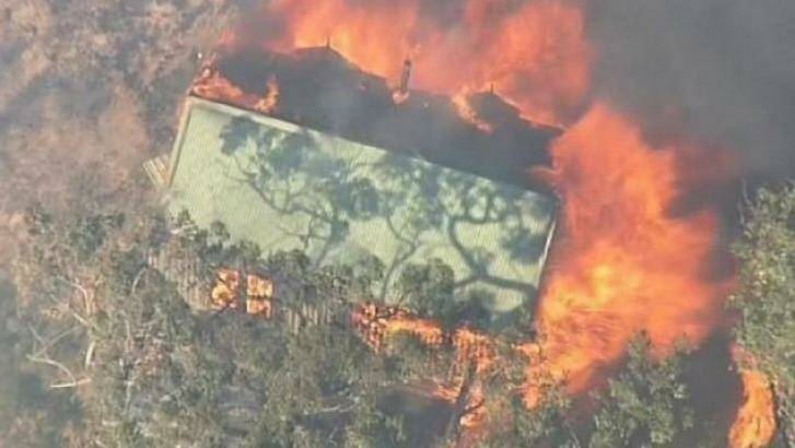 One property was destroyed in Wensleydale, near Anglesea, on Monday. Photo: Channel Nine