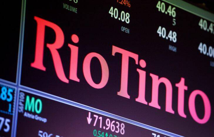 Rio Tinto Group signage is displayed on a monitor on the floor of the New York stock Exchange (NYSE) in New York, U.S., on Friday, April 7, 2017. Financial markets that were initially spooked by U.S. missile strikes against Syria may have settled down, but that doesn't mean investors are just taking things in stride. Photographer: Michael Nagle/Bloomberg squiz