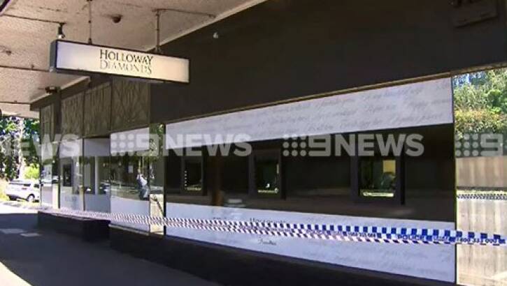 Police tape around a Canterbury jewellery store after it was robbed on Thursday. Photo: Nine News 