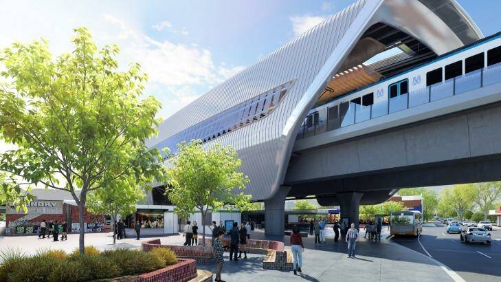 An artist's impression of how skyrail will transform Murrumbeena station. Photo: Supplied