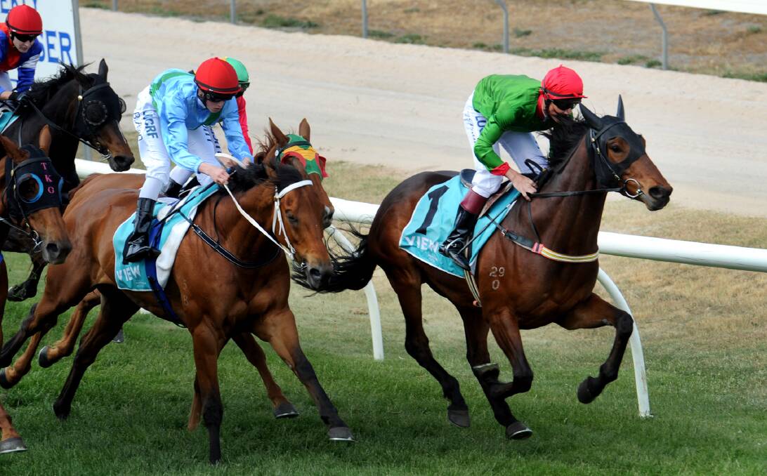 ACTION ON TRACK: The competition for the Horsham Cup this year is expected to be intense, with plenty of spring racing action to follow around the region. Picture: PAUL CARRACHER.