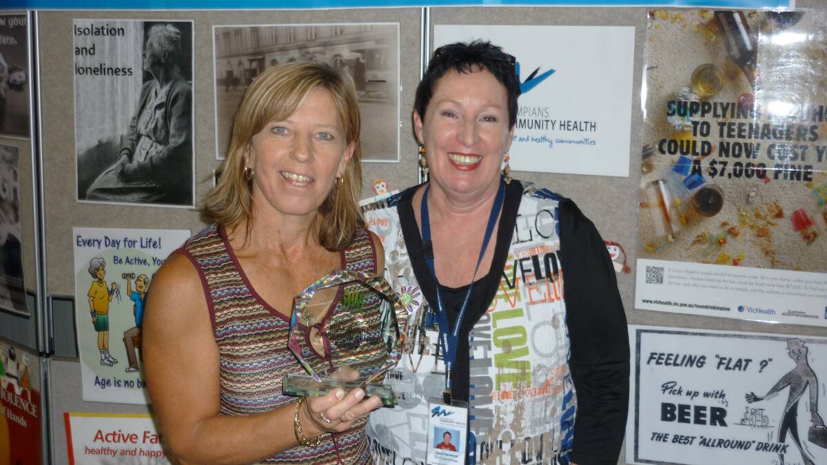 FOCUS ON HEALTH: Grampians Community Health claimed the 2012 Moore Exhibiition Centre display award, displayed by Launa Schilling and Carol Henwood. Picture: CONTRIBUTED. 