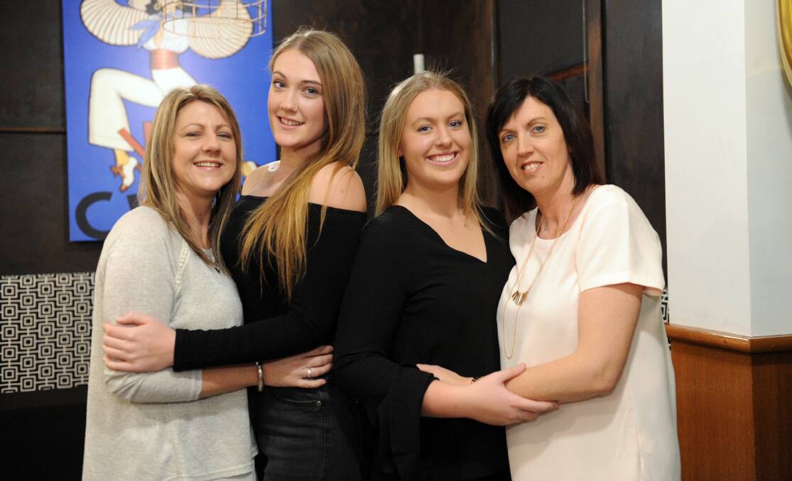 BIRTHDAY: Andrea Jorgensen, Porsha Jorgensen, Bec Clough and Sharon Clough, 18 years after the sisters gave birth on the same day. Picture: PAUL CARRACHER 