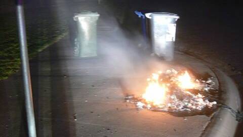 BURNING BINS: Police are seeking public information after a bin was repeatedly set alight. Picture: CONTRIBUTED