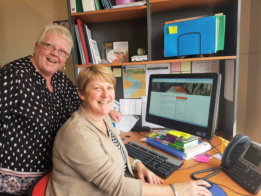 ACCESSIBLE: Kris Parker and Sharon Trimble, both Grampians Community Health support coordinators, searching the new online cancer directory.