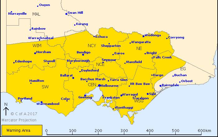 Severe weather warning in place