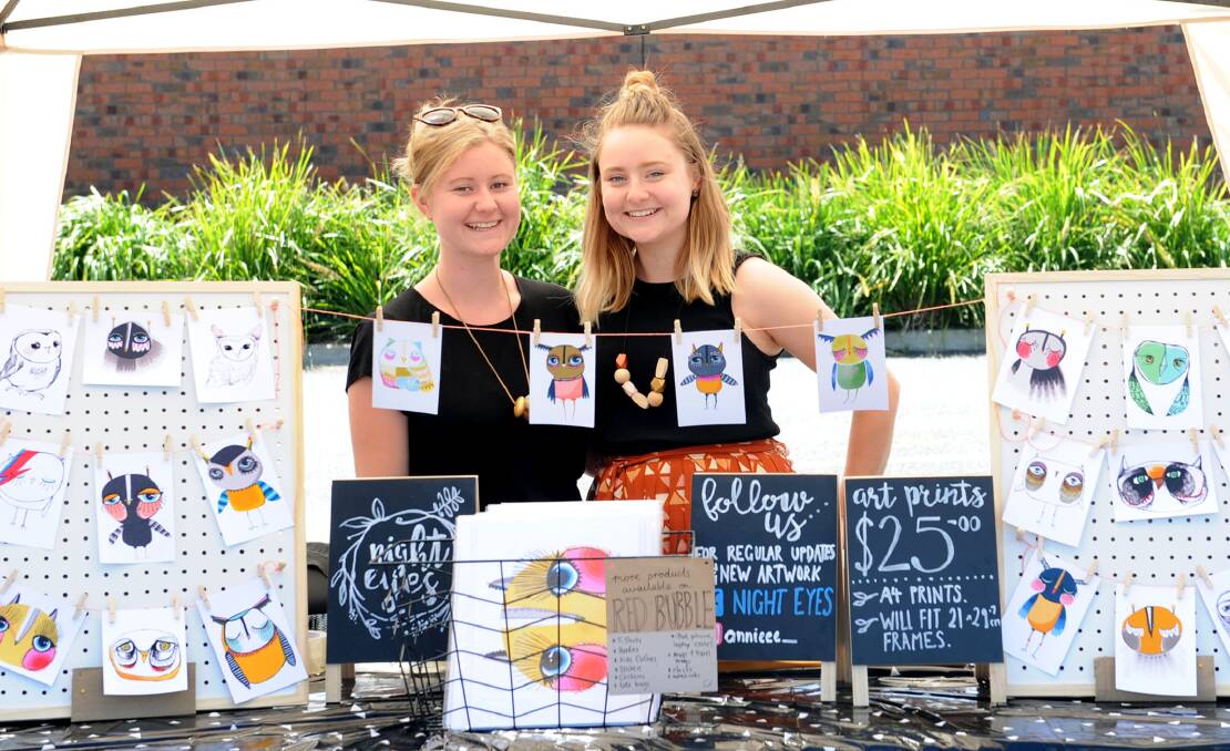 CREATIVE CHRISTMAS: Morgan Clayton and Annie Clayton from Warracknabeal at the Horsham Makers Gallery Christmas Market.