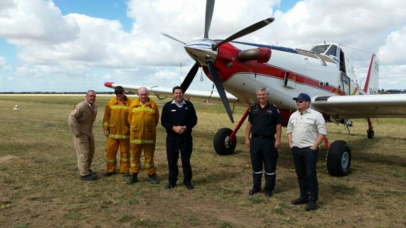 CFA have welcomed two water bombers to Nhill but warned residents to steer clear of fire lines when they approach or face six tonne of water. For more click the image. Picture: CONTRIBUTED