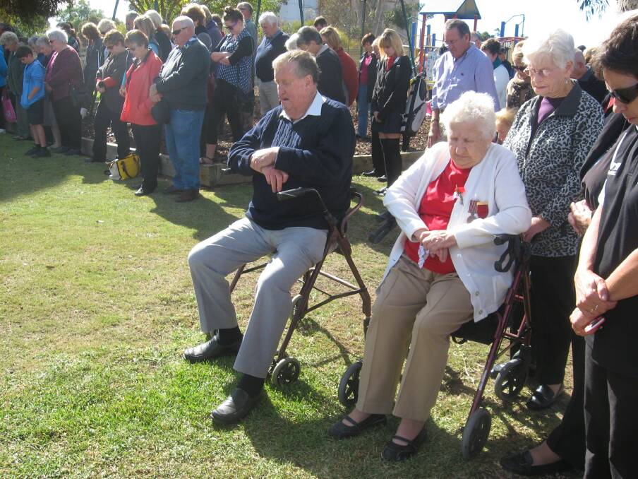 John Meyer and Ruth Coates at Kaniva's Anzac Day Service. Picture: ERIN McFADDEN