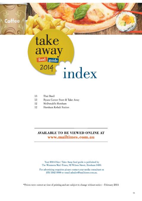 Dine / Take-away Magazine 2014