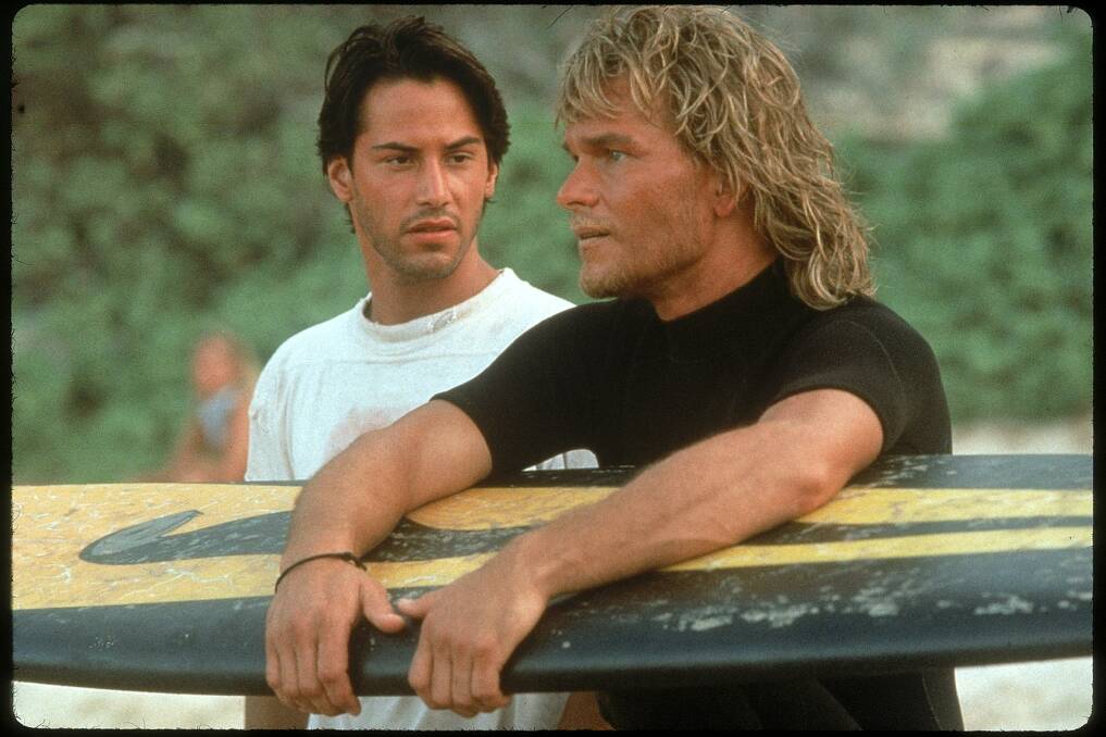 Keanu Reeves and Patrick Swayze in the 1991 Point Break film.