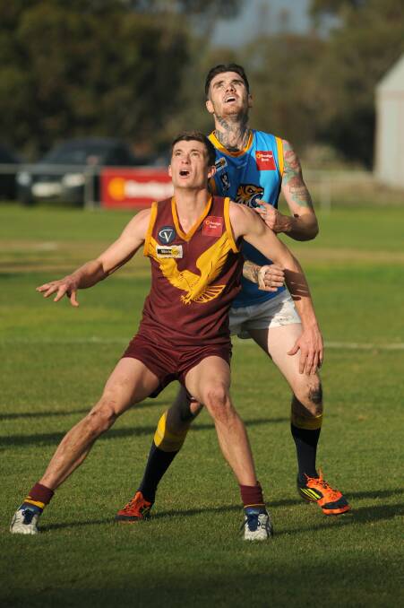 Warrack Eagle Jae McGrath, pictured against Nhill last year, will bolster the Eagles' line-up tomorrow when he plays his first game since round one. Picture: PAUL CARRACHER