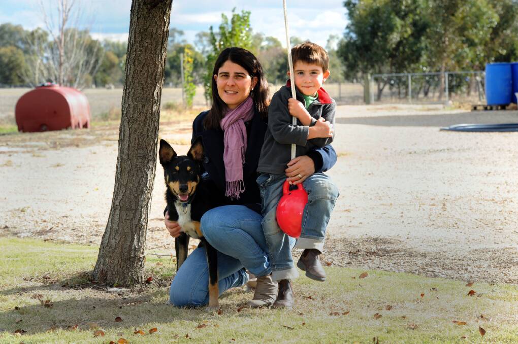 LEADERSHIP ROLE: Horsham's Denise McLellan has been chosen for an Australian Rural Leadership Program. She is pictured with son Austin, 4, and dog Bo. Picture: PAUL CARRACHER