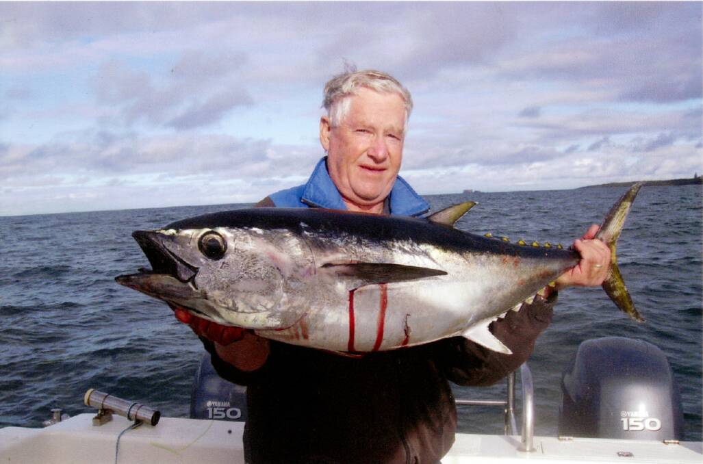 BIG FISH: Wimmera Offshore Anglers' Don Schultz with the 16 kilogram tuna he caught off Portland on Wednesday of last week. Picture: CONTRIBUTED