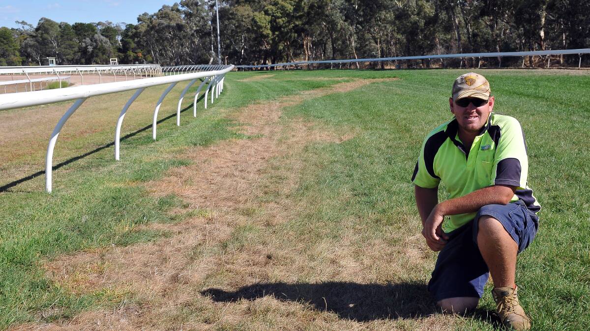 DEVASTATED: Stawell Racing Club track and facilities manager Chris Grayham with the poisoned track earlier this week. Picture: STAWELL TIMES-NEWS