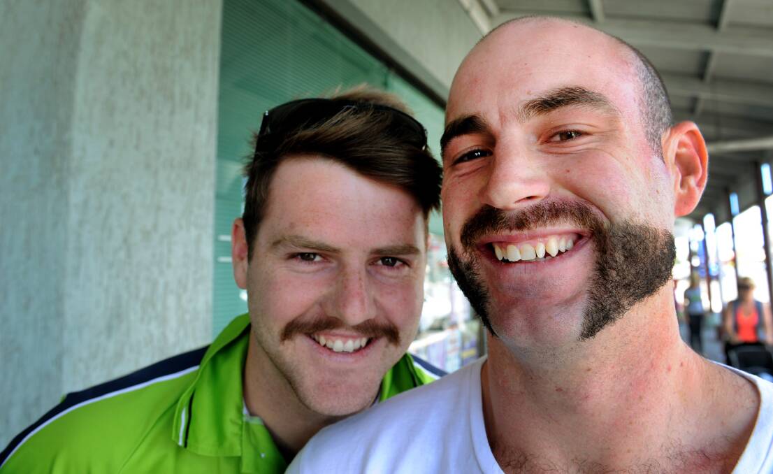 RAISING AWARENESS: Simon Hobbs and Justin Chilver display their Movember efforts proudly. Picture: PAUL CARRACHER