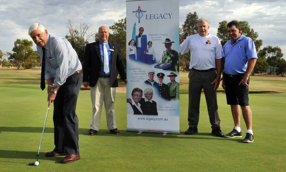 GOLFING FOR A GOOD CAUSE: Wimmera Legatee John Seater, Horsham RSL president John Brondsema, Wimmera Lodge Retirement Village manager Peter Story and Horsham Golf Club member Hoss Kemp are gearing up for the 47th annual Wimmera Legagy Golf Day on Saturday. Picture: PAUL CARRACHER