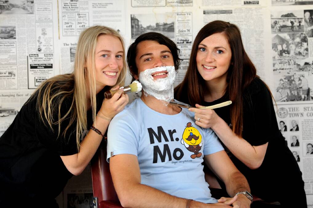 MO-TIVATED: Mo Bro Kieran Ryan and Mo Sistas Ashleigh Dark, left, and Lauren Iseppi are participating in Movember to change the face of men's health. Mr Ryan has launched The Wimmera's Movember Project and has called on the region's residents to join the initiative. Picture: SAMANTHA CAMARRI