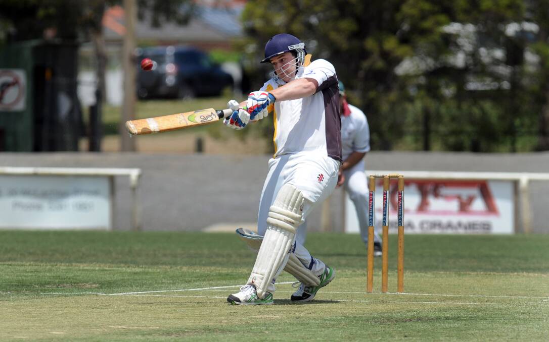 HARD HITTER: Jung Tigers skipper Tyler Neville launches into a trademark pull shot. Picture: PAUL CARRACHER