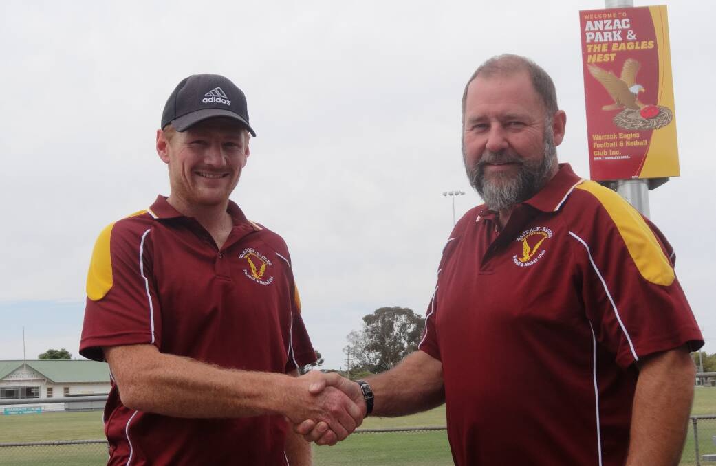 READY TO GO: Warrack Eagles new coach Dan Krahe and president Bob Fleming. Picture: CONTRIBUTED