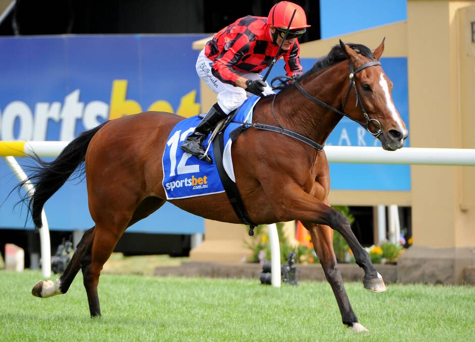 GLORY: Stawell-trained Mujadale, ridden by jockey Kevin Forrester, in Saturday's Ballarat Cup. Picture: GETTY IMAGES