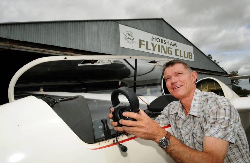 RARING TO GO: Horsham Flying Club and president Arnold Niewand are looking forward to hosting the 2015 Victorian State Gliding Championships in February next year. Picture: PAUL CARRACHER