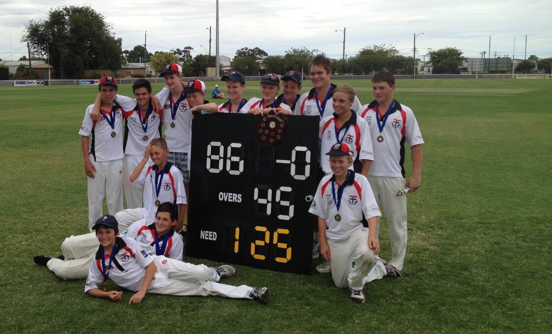 VICTORIOUS: The Horsham Saints under-16 premiership team poses proudly after its win. Picture: CONTRIBUTED