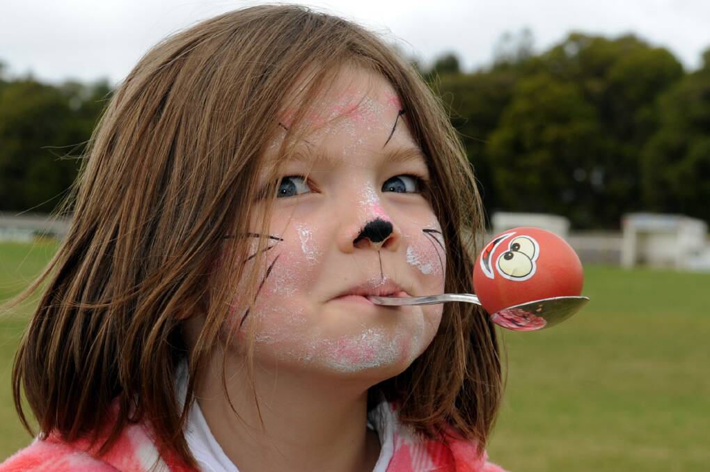 Lily Bray, 8, at Bendigo Bank Good Friday Easter Egg Hunt at Horsham City Oval. 