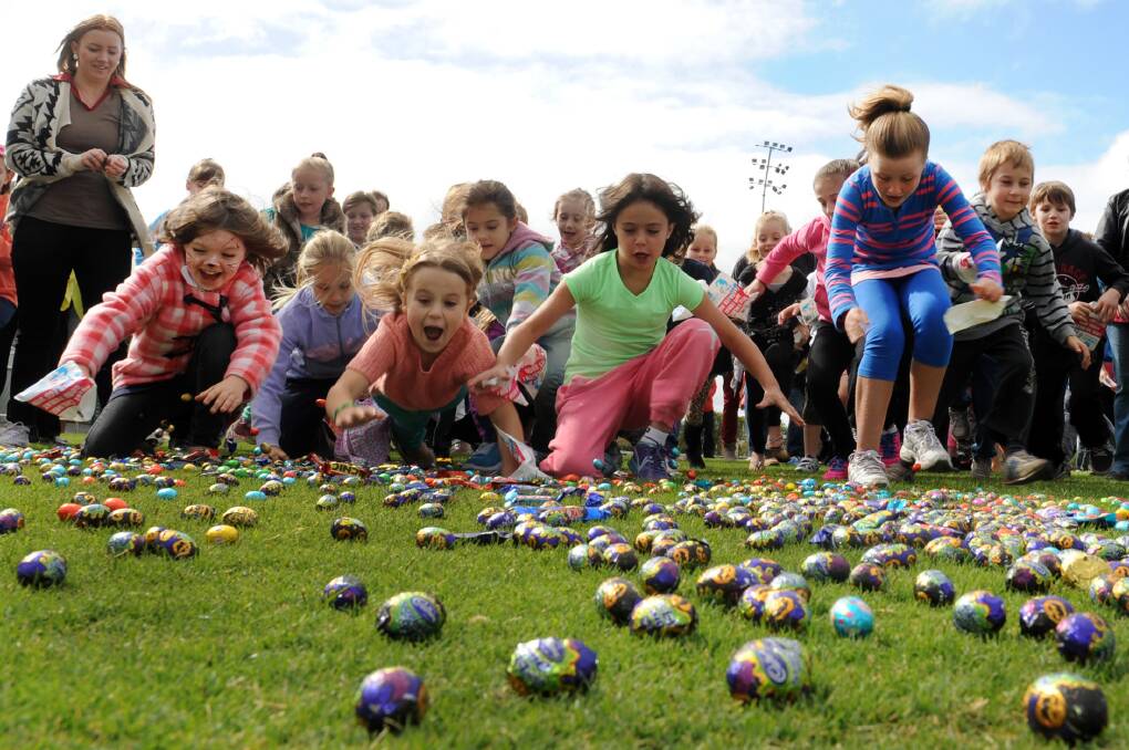 Scramble is on at Bendigo Bank Good Friday Easter Egg Hunt at Horsham City Oval. 