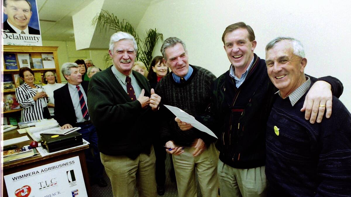 Celebrating winning the seat of Wimmera in 1999 with Bill Ower, Bill McGrath and Peter Fisher.