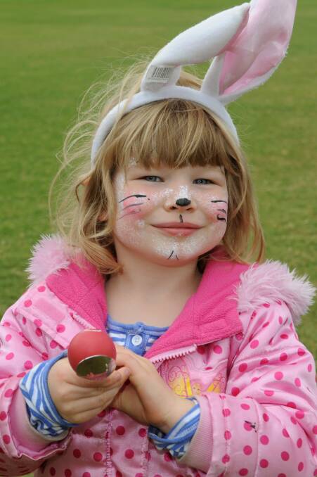 Renee Carlson, 4, at Bendigo Bank Good Friday Easter Egg Hunt at Horsham City Oval. 