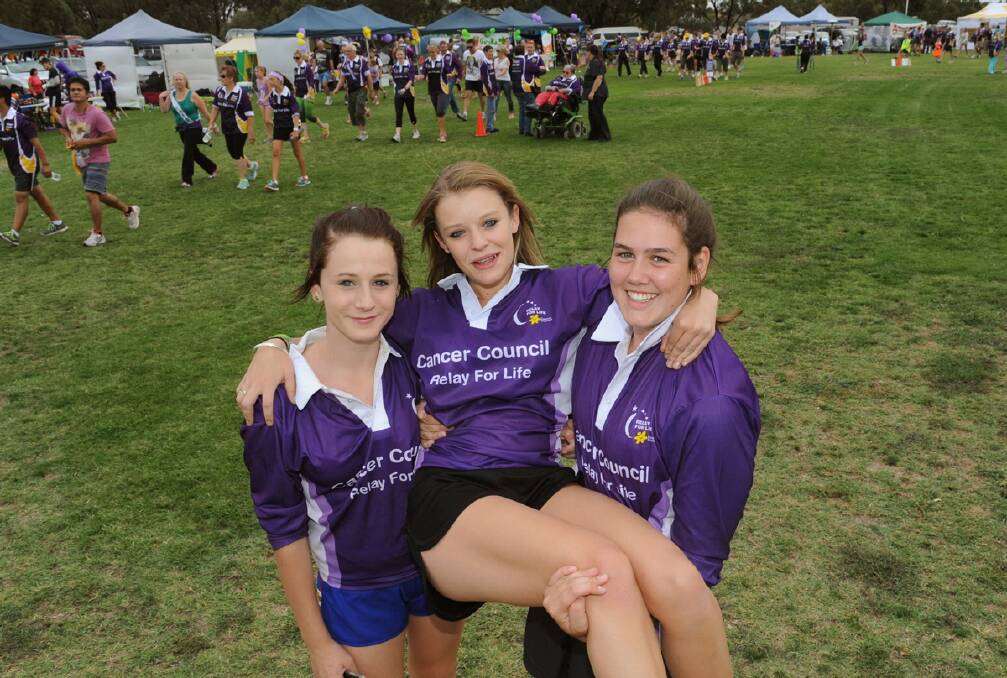 Liz Brooks, Grace Christian and Hayley Mills at Horsham Relay For Life. 