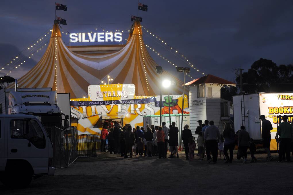 Patrons line up for Silvers Circus Horsham perfomance on Wednesday. 