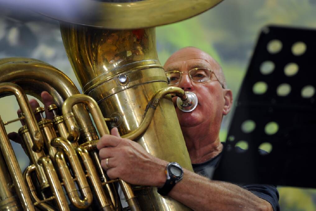 Jazz Generator musician Don Blainey plays the tuba at Halls Gap’s annual Grampians Jazz Festival. Pictures: PAUL CARRACHER