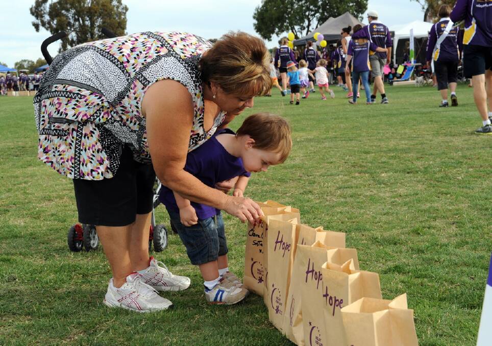 Elaine Rudolph with grandson Bodhi Rudolph, 2, at Horsham Relay For Life. 