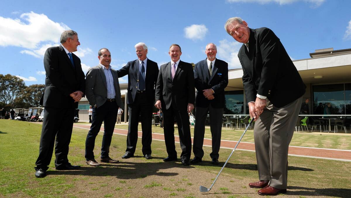 David Grimble, James Merlino, Pat McNamara, Hugh Delahunty, Iain McNee and Bob Hayes celebrate Horsham Golf Club new club house opening.  