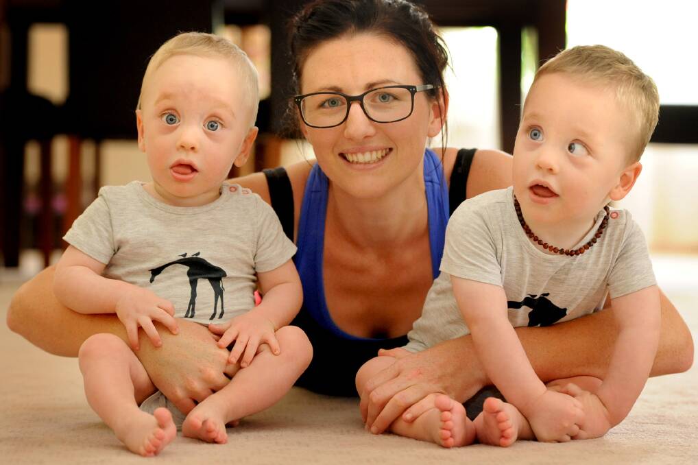 TEAM ROCHE: Warracknabeal's Keshia Roche has been overwhelmed by community support for her identical twin boys Finley and Mason, 18 months, who were diagnosed with cerebral palsy in January. Picture: SAMANTHA CAMARRI