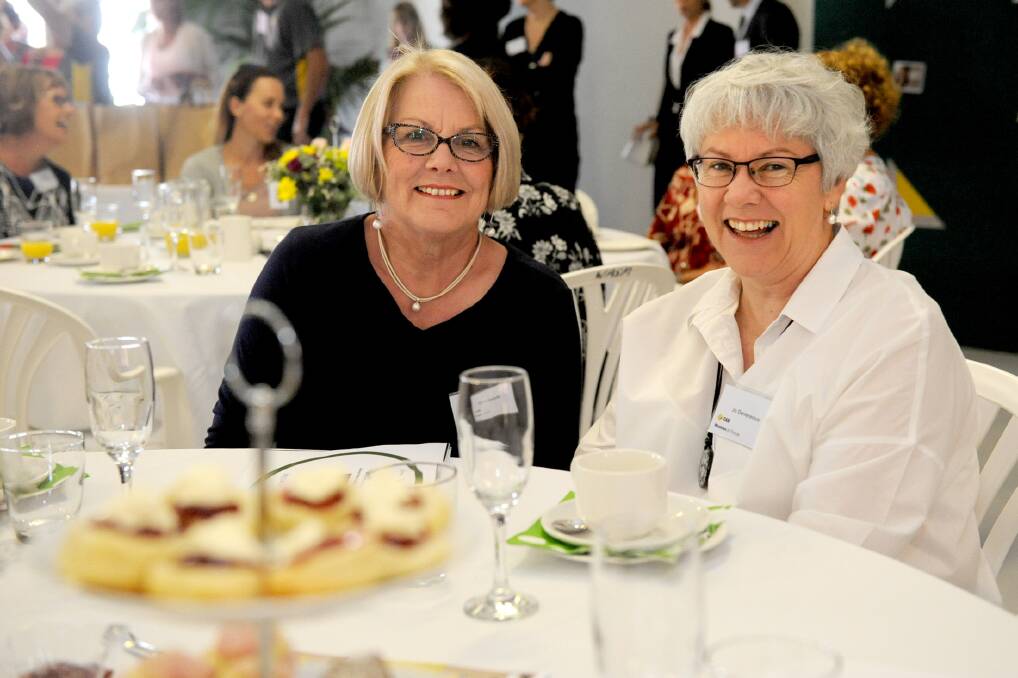 INSPIRED: Lubeck's Kathryn Gellatly and Horsham's Jo Devereaux at the Women In Focus high tea at the Wimmera Machinery Field Days. Picture: SAMANTHA CAMARRI