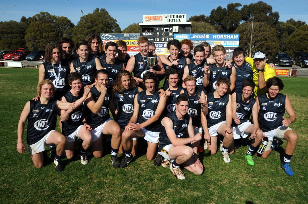 OUTCLASSED: Central Highlands celebrated at Horsham District Football Netball League's expense in the under-17.5 interleague clash. Picture: PAUL CARRACHER