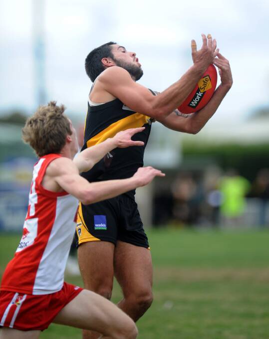 BEST EFFORT: Former Horsham RSL Digger Damien Cameron was best on ground for Mininera in Saturday's interleague match against Golden Rivers, but could not get the team across the line. Picture: PAUL CARRACHER