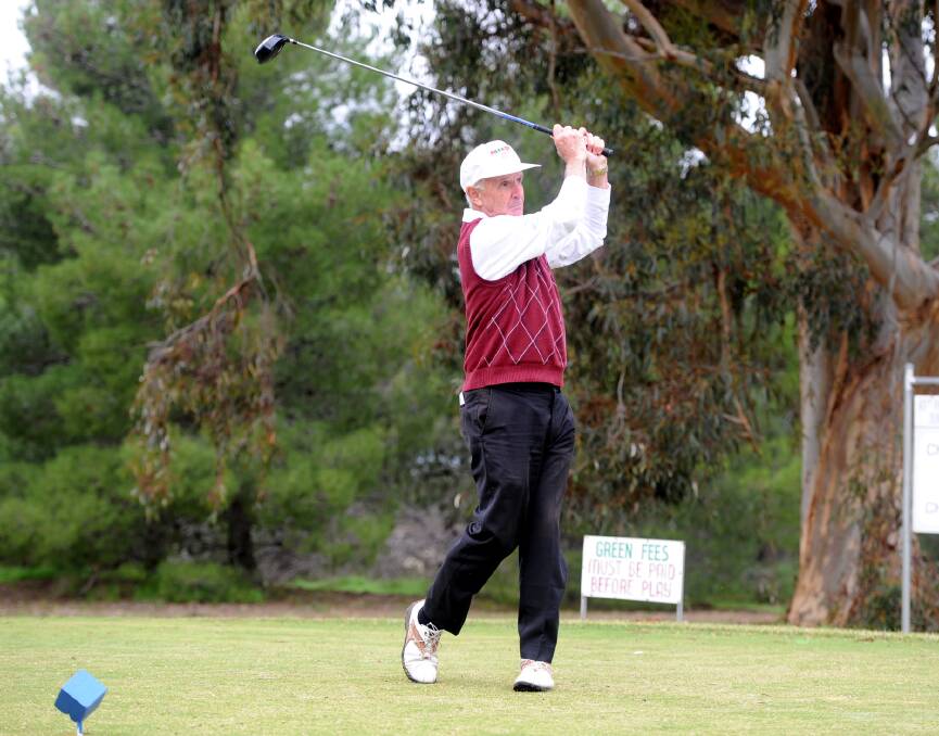 TEEING OFF: Warrnambool's Ken Heazlewood in the Nhill Golf Club tournament. Picture: SAMANTHA CAMARRI