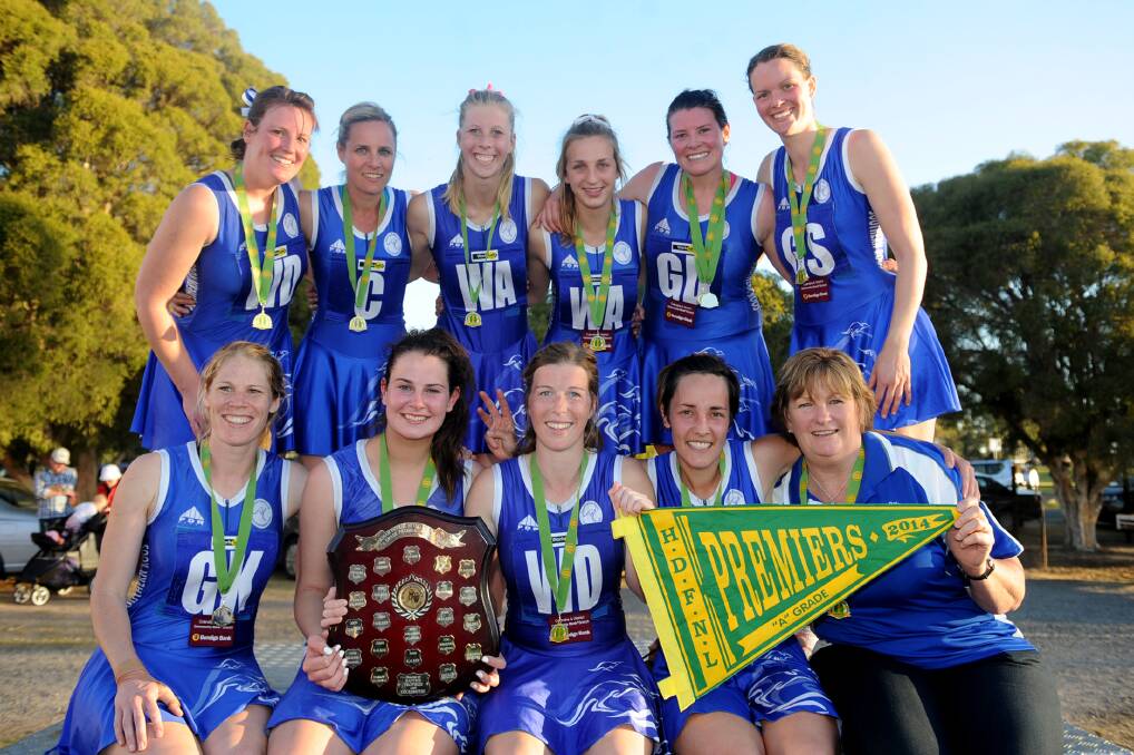 PERFECTION: Harrow-Balmoral captured back-to-back A Grade premierships and completed a perfect season by defeating Natimuk United. The team is, from back left, Alex Mason, Connie Toet, Emily Langley, Bec Francis, Ebonie Salter, Amy Lewis; front, Kate Houlihan, Anna-Grace Close, Sarah Langley, Janelle Knight, co-coach Shirley Robertson. Picture: SAMANTHA CAMARRI