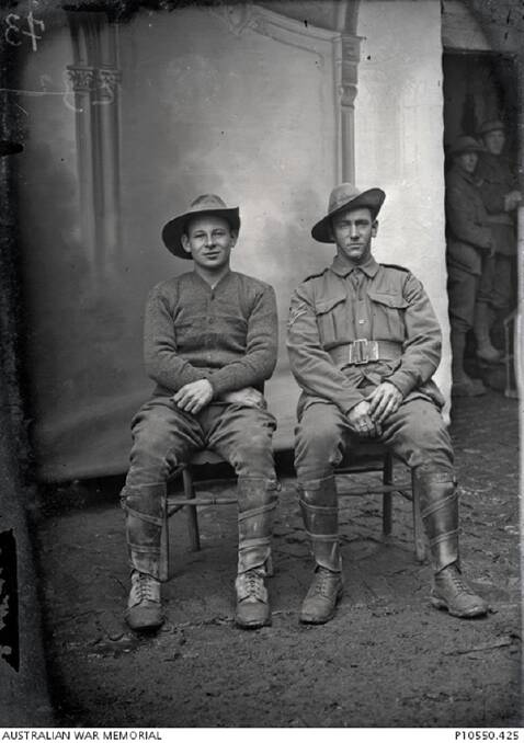 LOST DIGGERS OF VIGNACOURT: Portrait of 5 Corporal James Douglas McDowall (left) and 7 Sergeant Robert Edward Charles MSM, both of the 29th Battalion. Picture: AUSTRALIAN WAR MEMORIAL